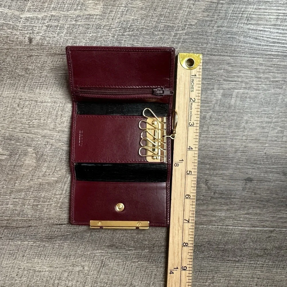 Authentic Bally‎ Wallet Red Burgundy Leather Bi Fold Coin Pouch EUC